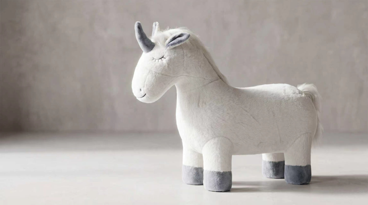3 ft White Unicorn - Long Plush Fabric