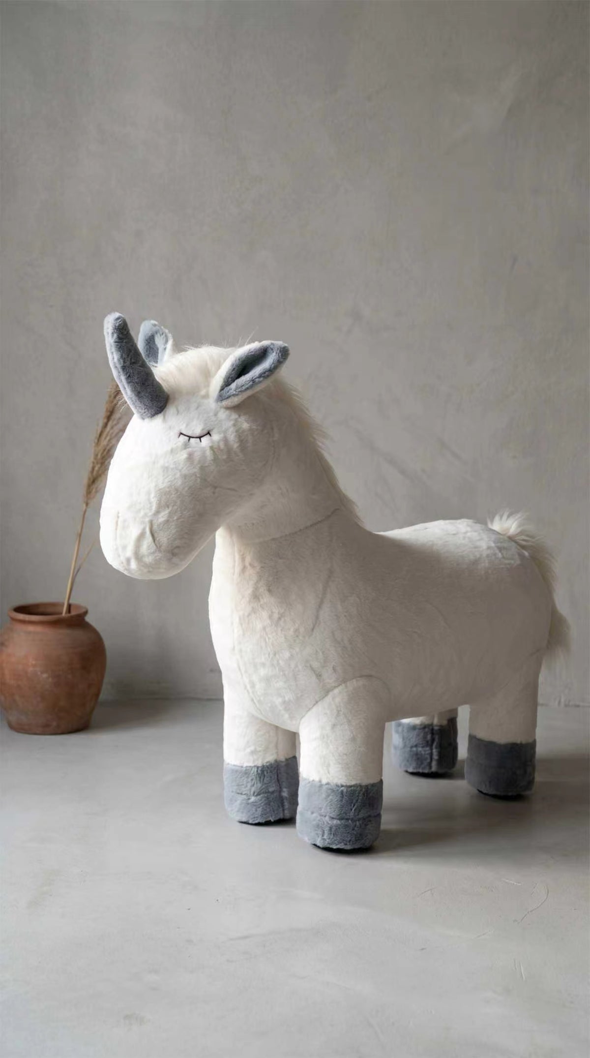 3 ft White Unicorn - Long Plush Fabric