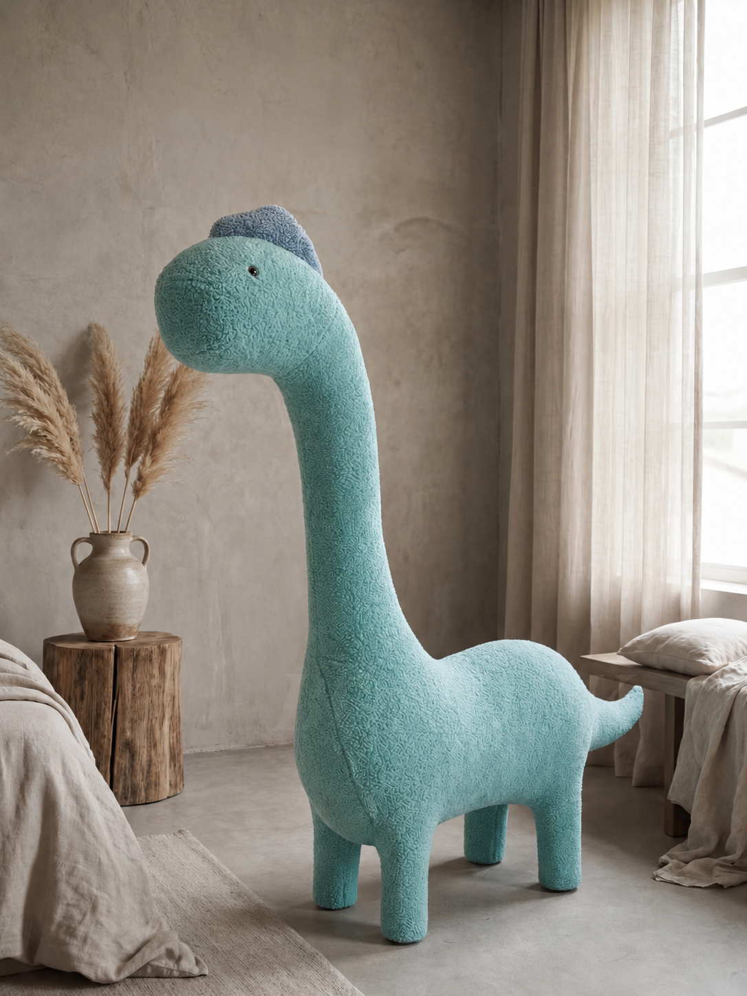 6.5 ft Giant Dinosaur Cat Tree - Curly Plush Fabric