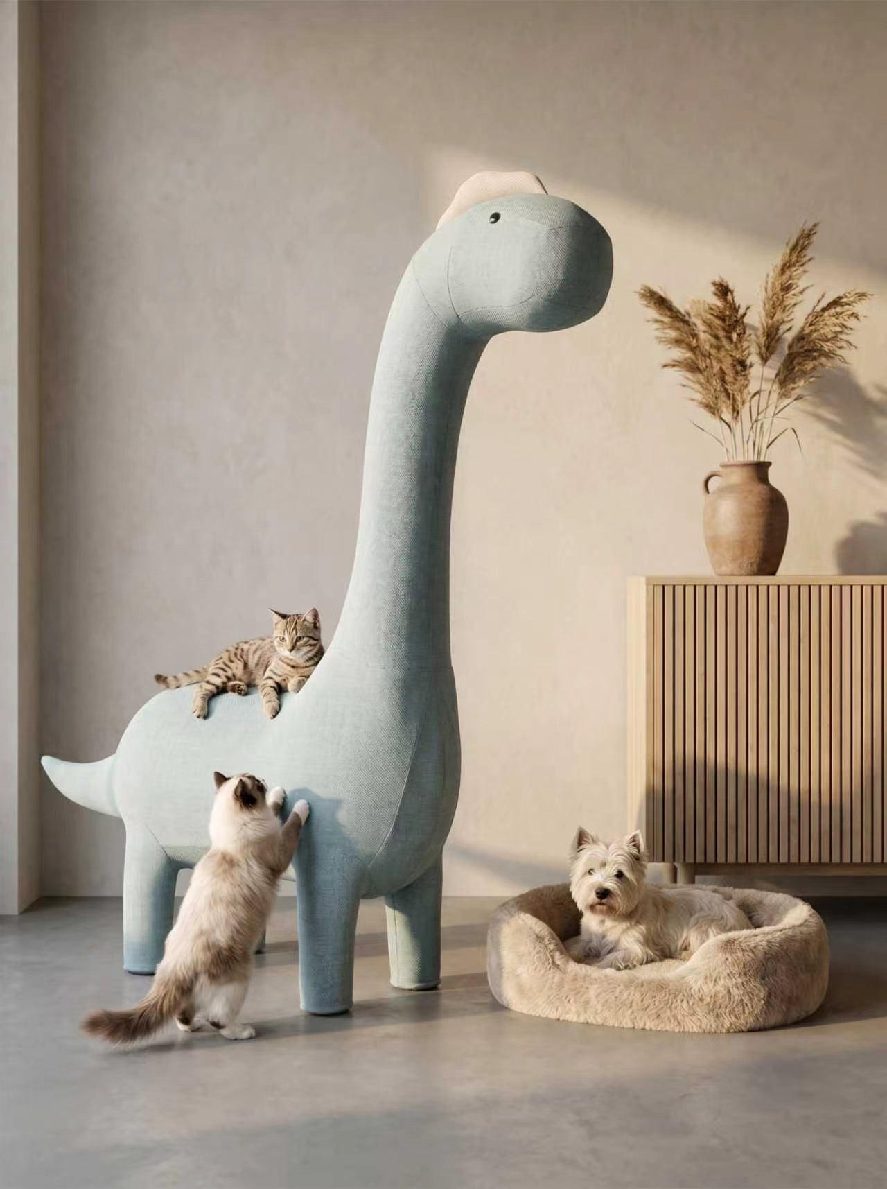 6.5 ft Giant Dinosaur Cat Tree - Weave Fabric