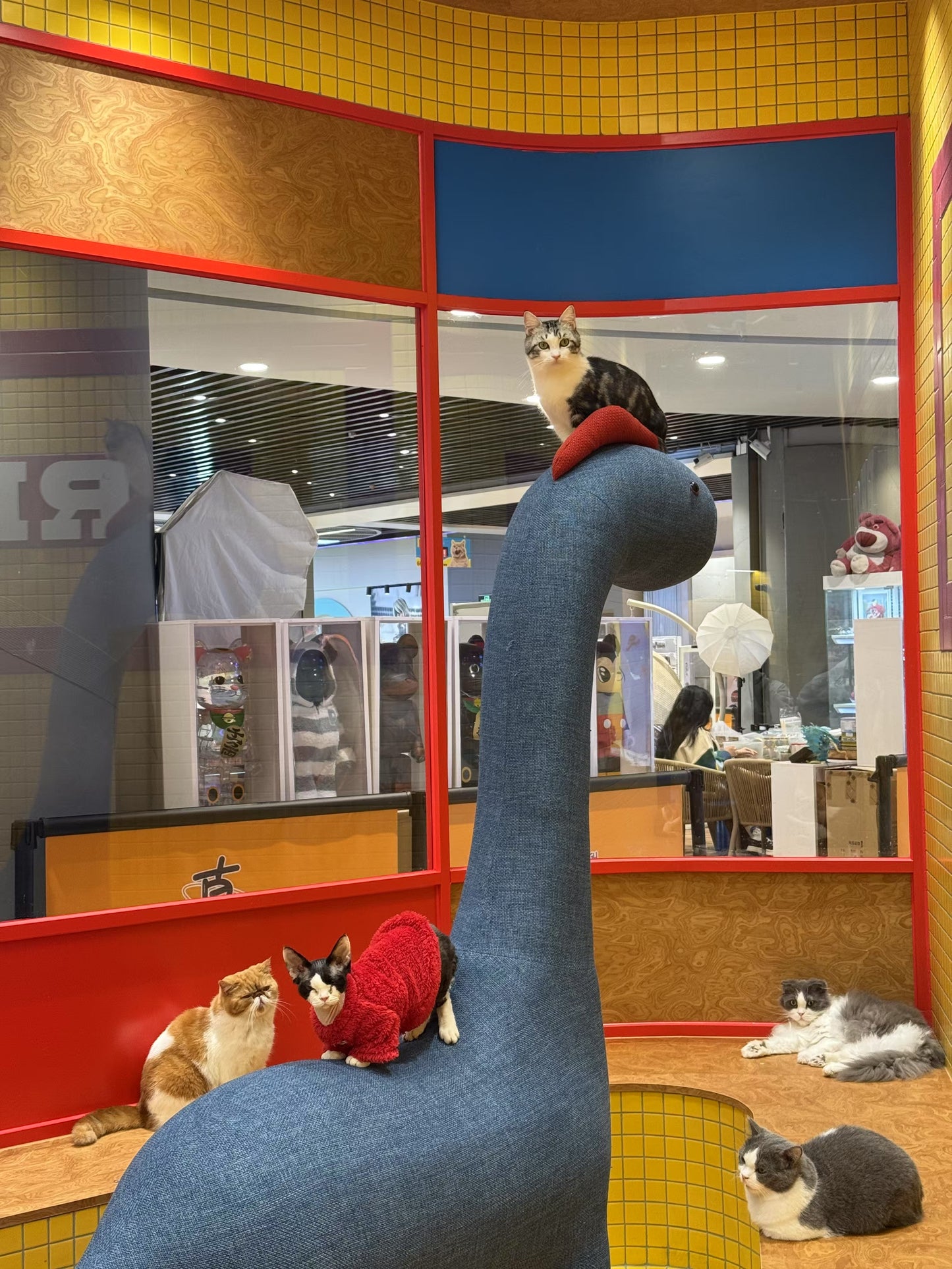 6.5 ft Giant Dinosaur Cat Tree - Weave Fabric