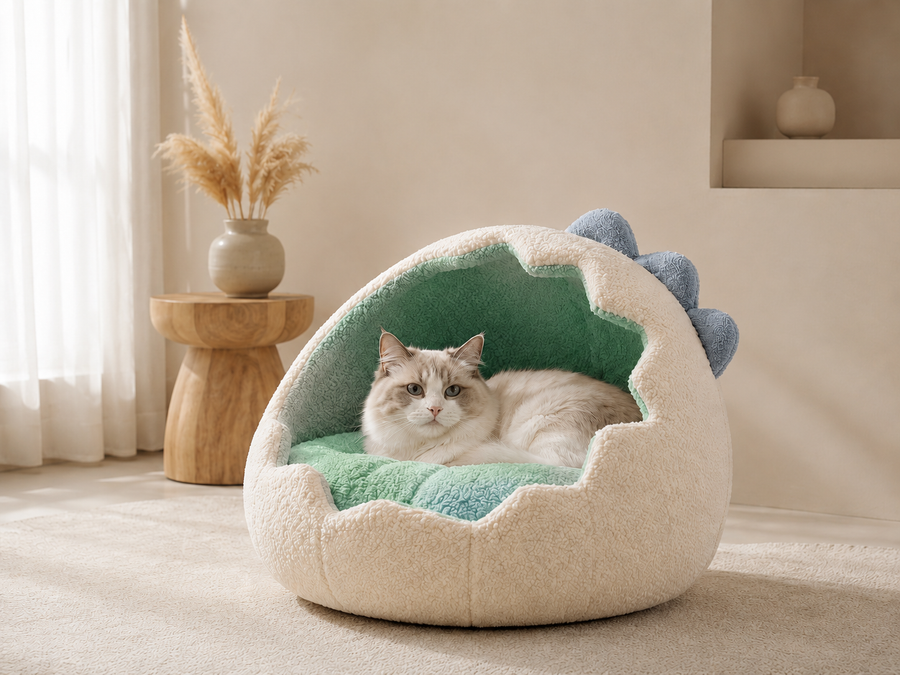 BONDEV Dino Nest – Cozy Dinosaur Cat Bed