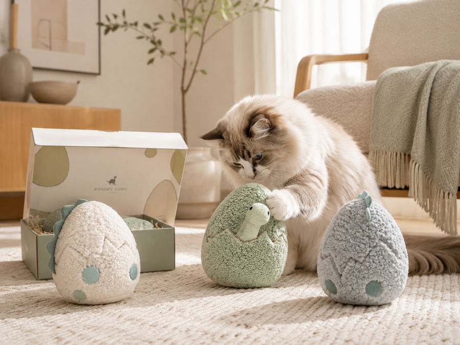 BONDEV Dino Egg Catnip Toy Set – 4-Piece Dinosaur Egg Toys