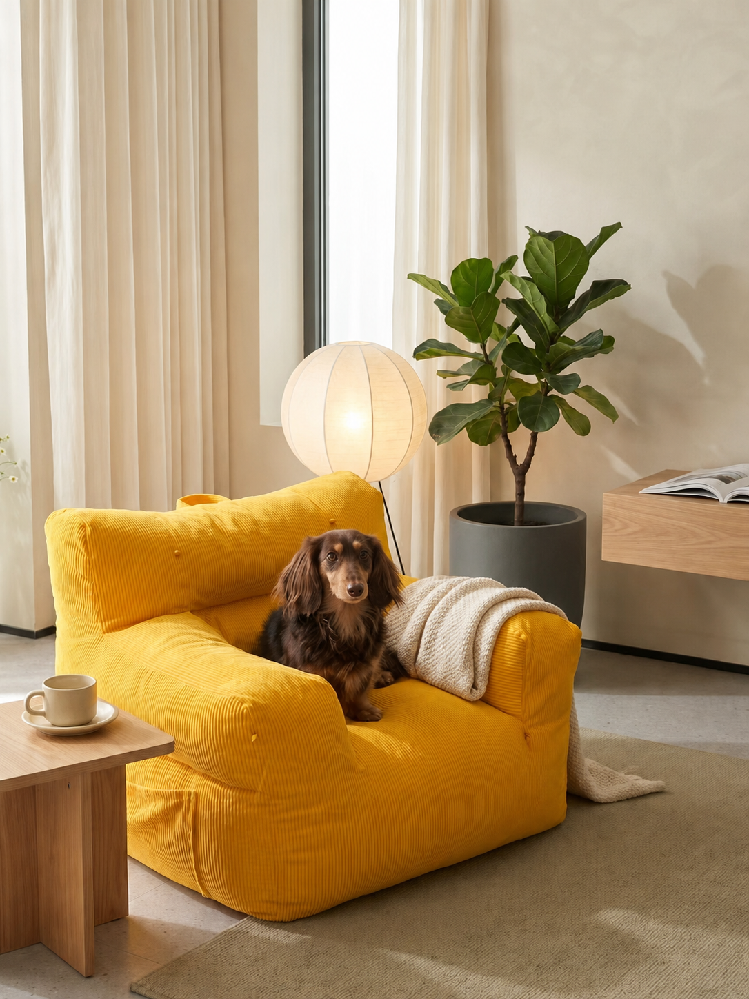 Cheese Cube Corduroy Pet Sofa