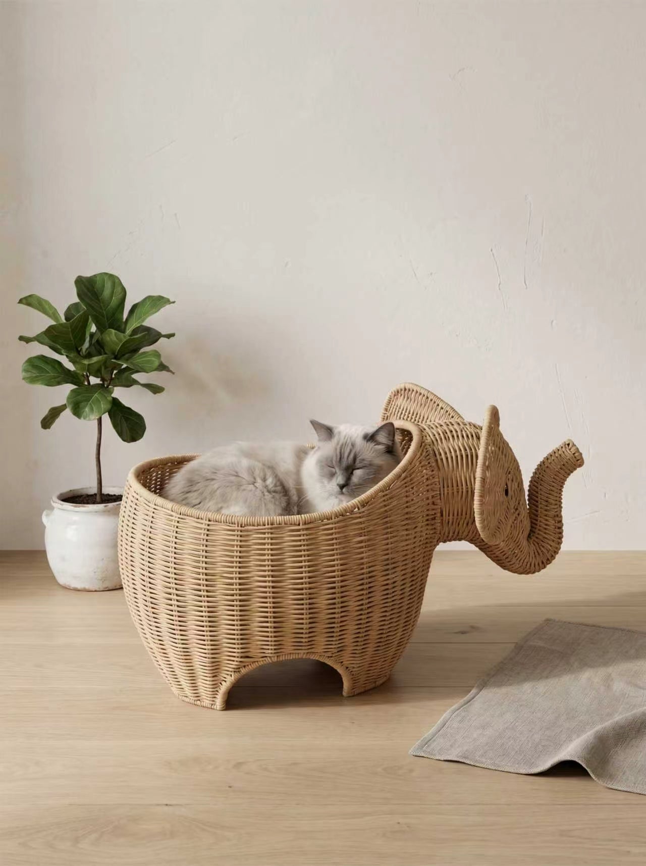 Elephant Woven Paper Pet Basket
